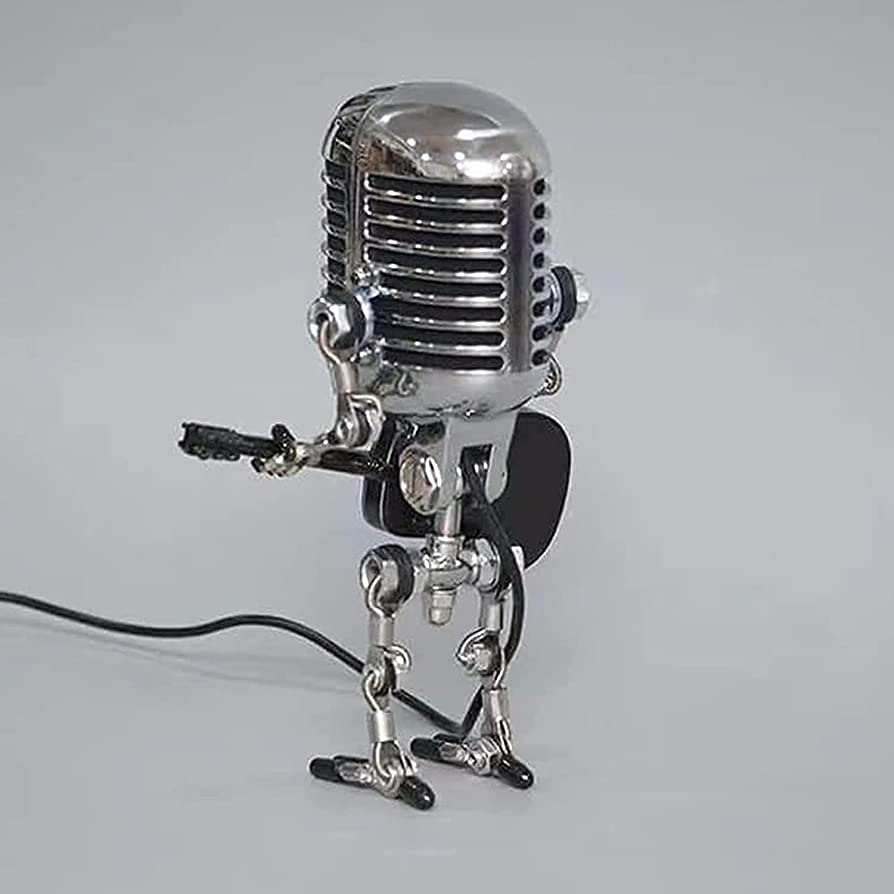 MicBots - Vintage-Mikrofon LED-Roboter mit Musikinstrumenten