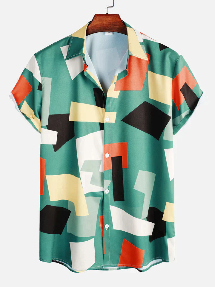 Raymund - Button-Down Hemd mit geometrischem Farbblockdruck