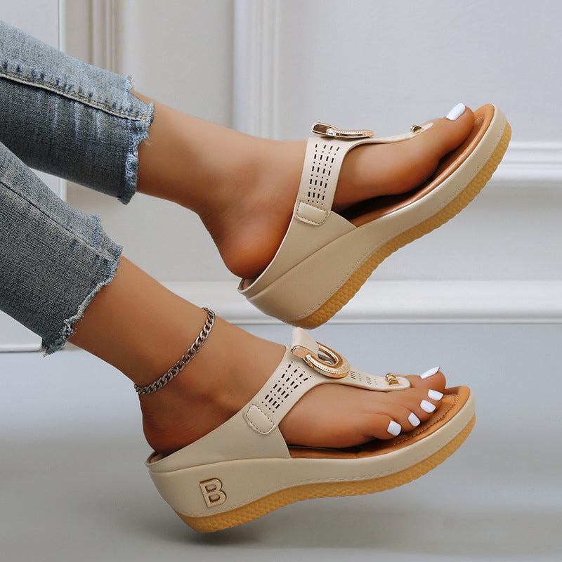 Marne - Sommer Frauen dicke Keilflip-Flops