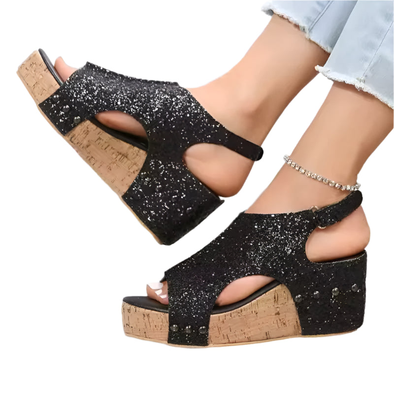 Jasmin – Glänzende Keilabsatz-Sandalen für den Sommer
