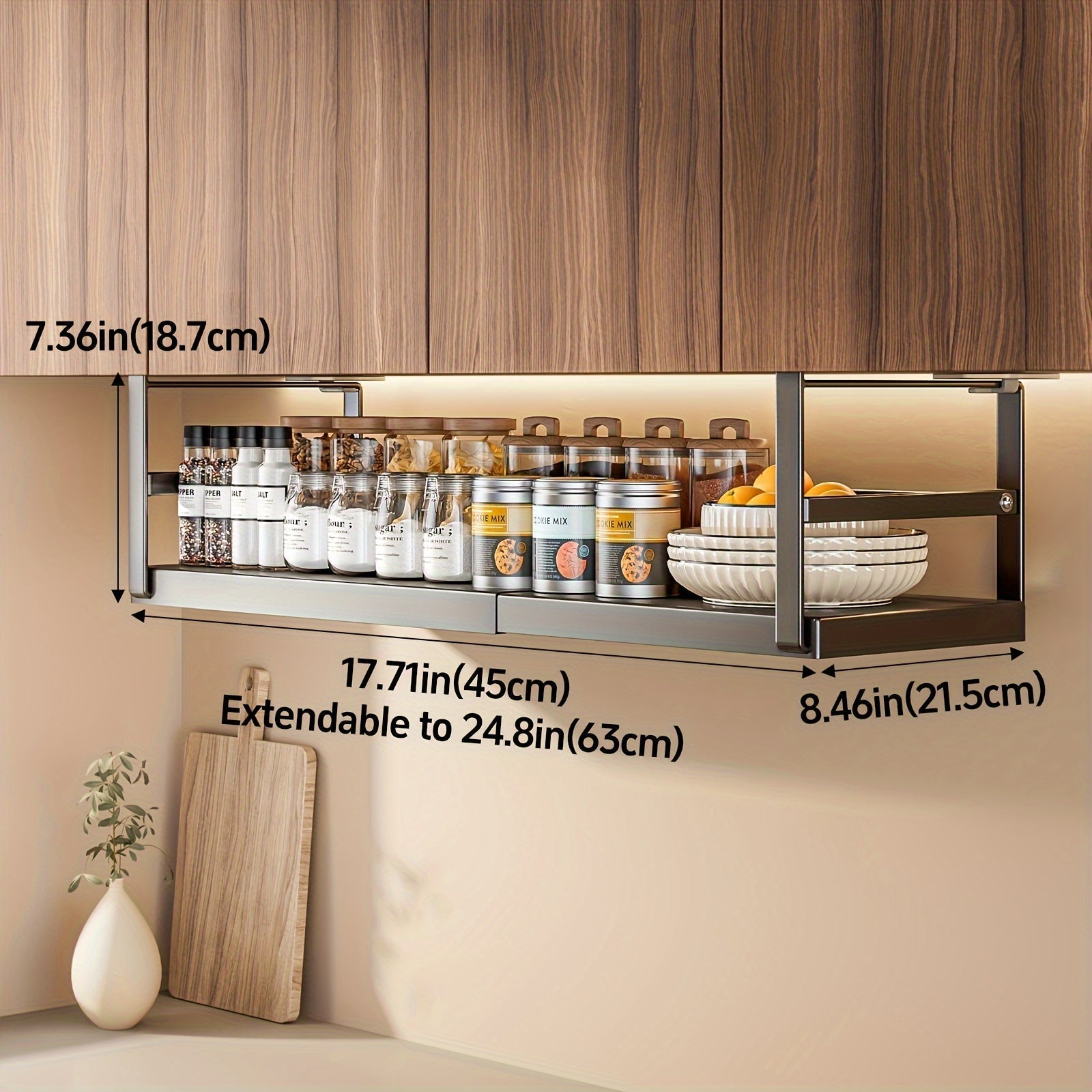 AdjustaShelf Unterbau-Organizer – Ausziehbares Metall-Aufbewahrungsregal