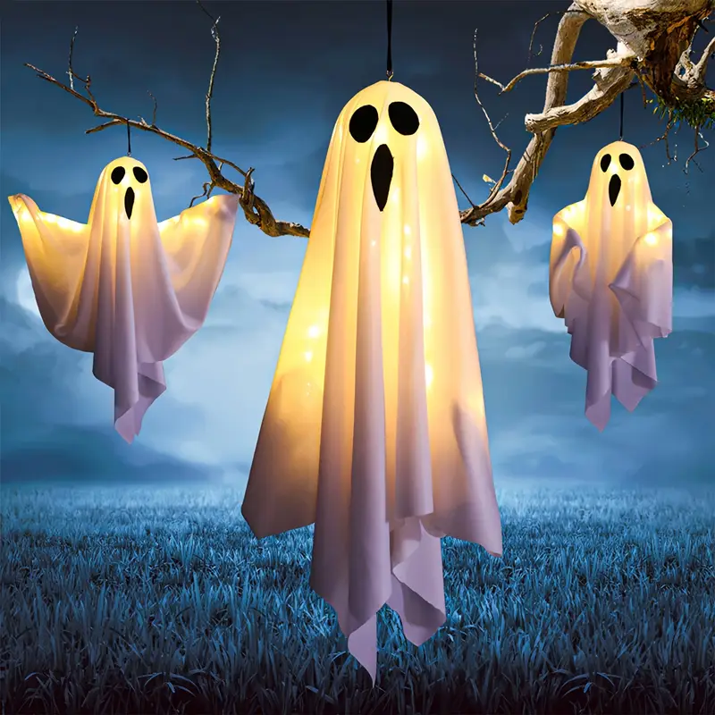 Geisterlaternen mit LED-Lichtern – 3 Stk. Hängende Halloween-Dekoration