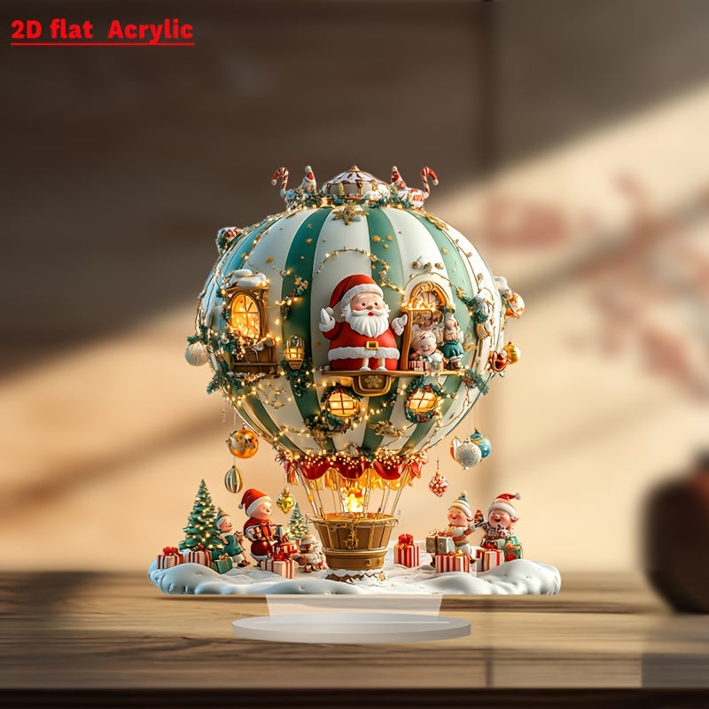 Boho-Stil Weihnachtsmann und Elfen im Weihnachtsballon Acryl-Dekoschild