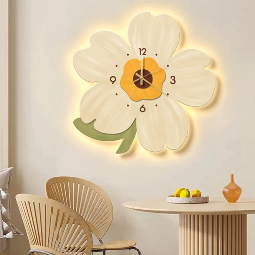 BloomGlow – Wand-Blumenuhr mit sanfter LED-Beleuchtung