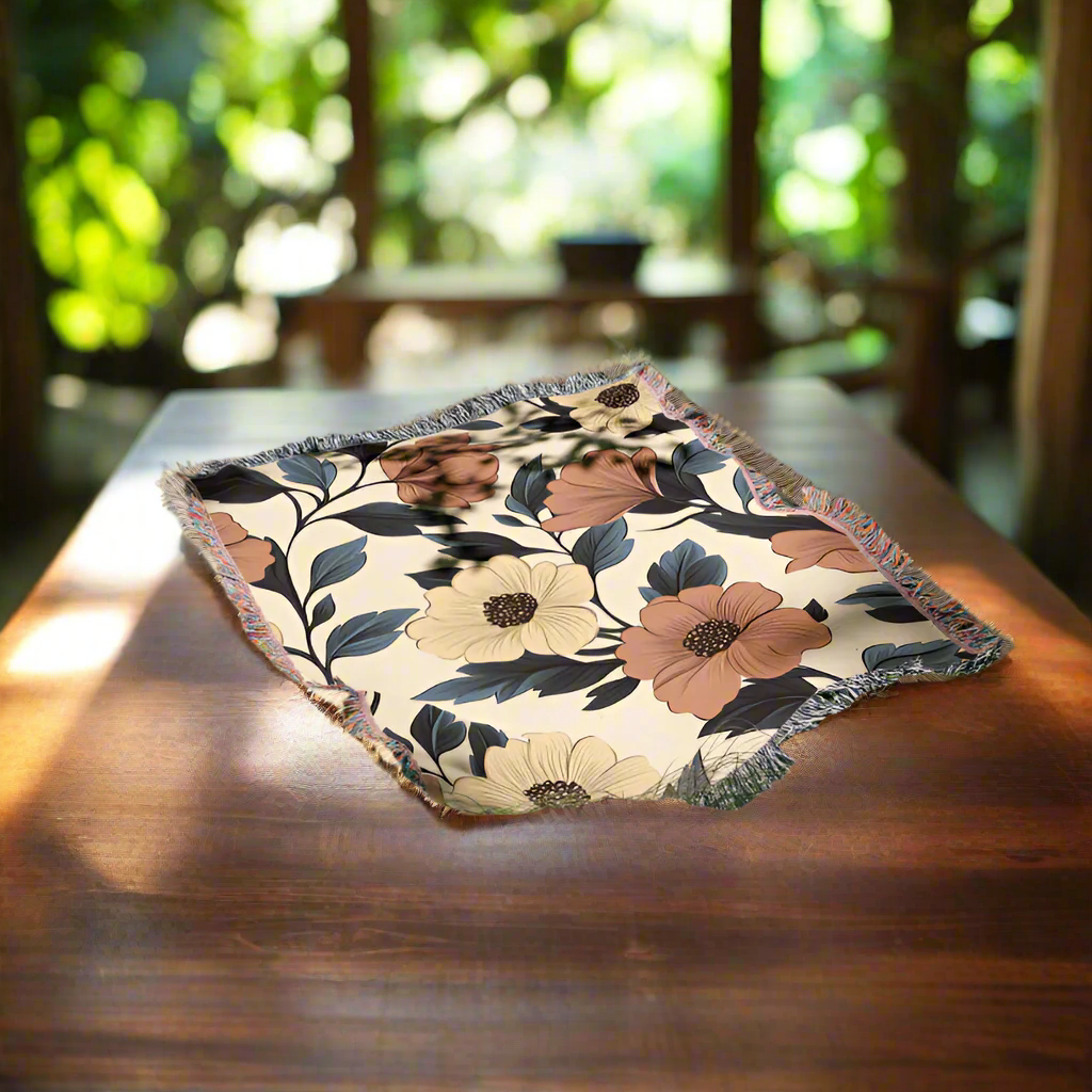 FloraWeave - Gewebte Blumendecke in dezenter Eleganz