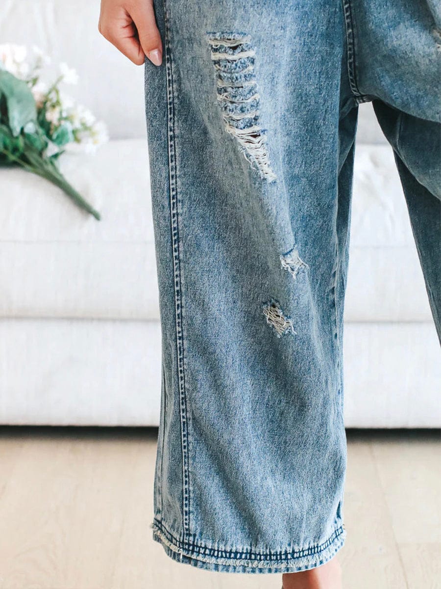 Finja - Ärmeloser Jumpsuit aus weitem Denim