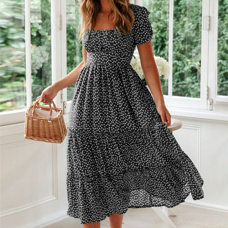 Florence - Florales Maxikleid mit quadratischem Ausschnitt