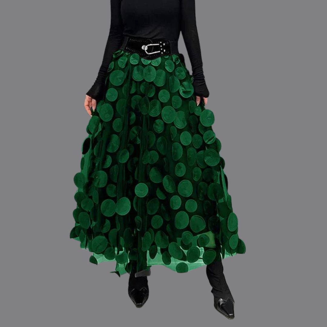 Katie - Eleganter langer Rock mit gepunktetem Design