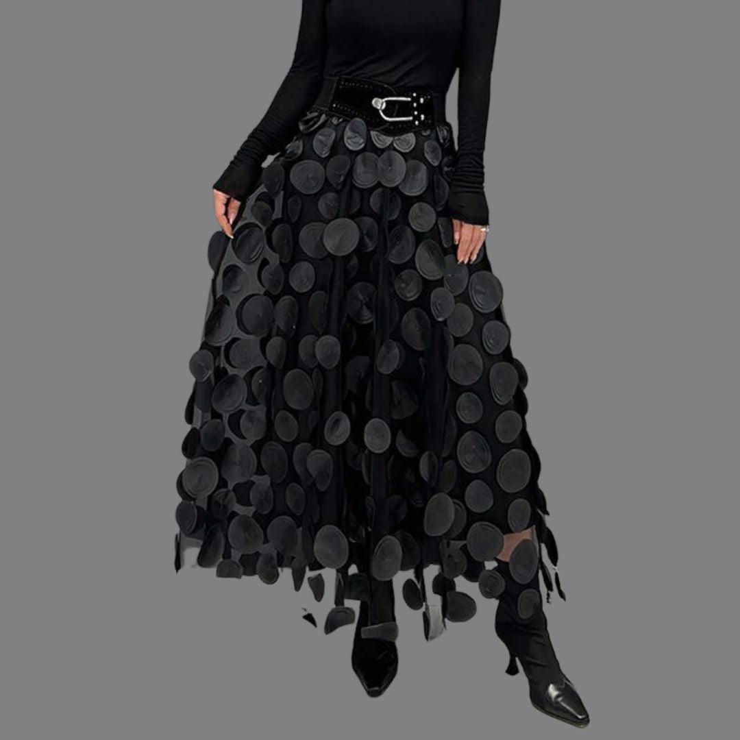 Katie - Eleganter langer Rock mit gepunktetem Design
