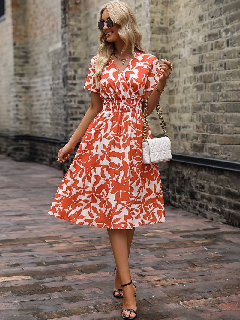 Ivy – Kurzärmeliges Wickelkleid mit Blumenmuster