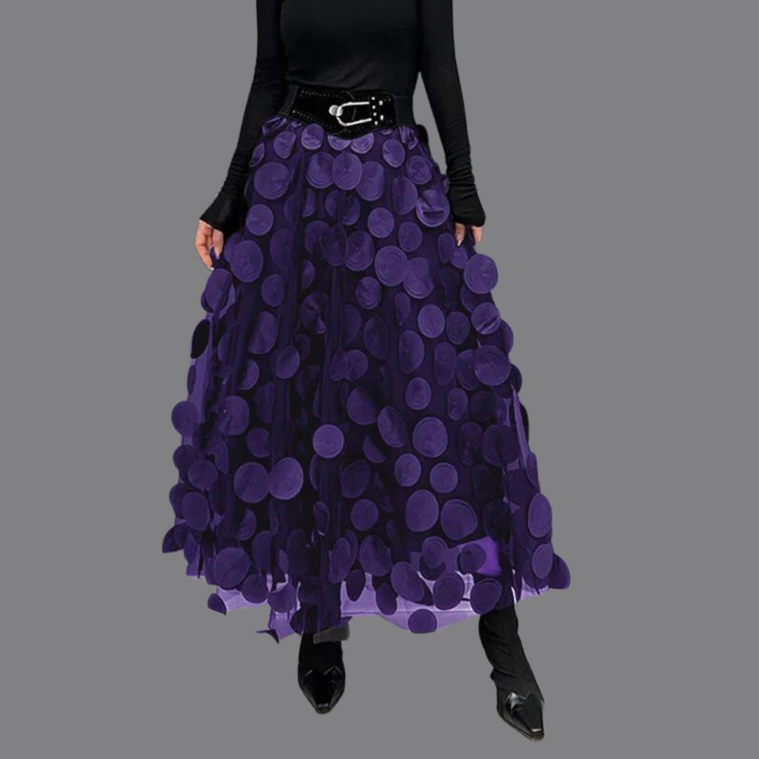 Katie - Eleganter langer Rock mit gepunktetem Design