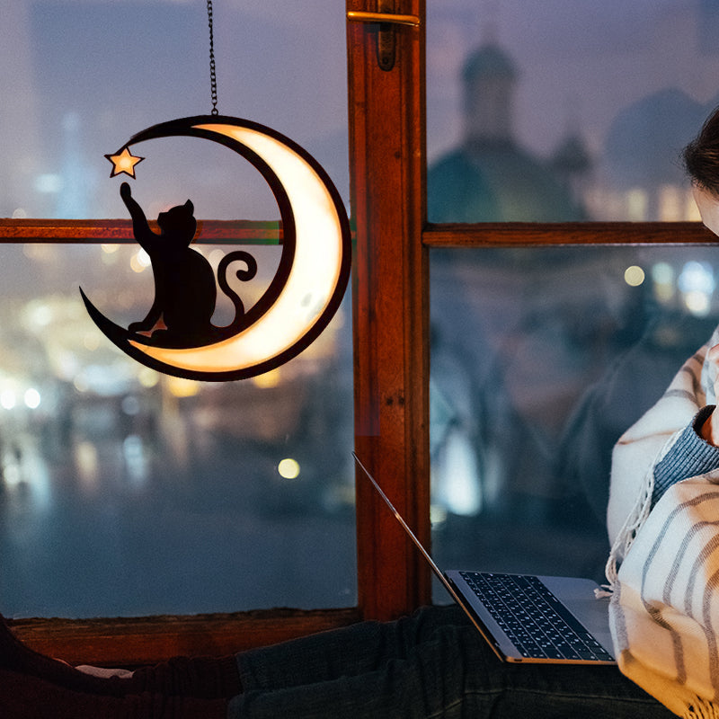 MoonlitWhiskers – Magische LED-Lichter für Katze und Halbmond