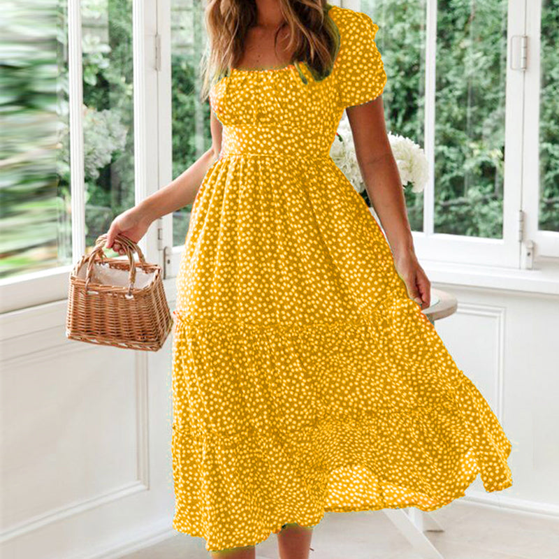 Florence - Florales Maxikleid mit quadratischem Ausschnitt