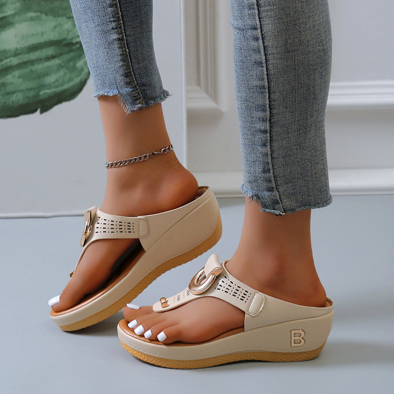Marne - Sommer Frauen dicke Keilflip-Flops