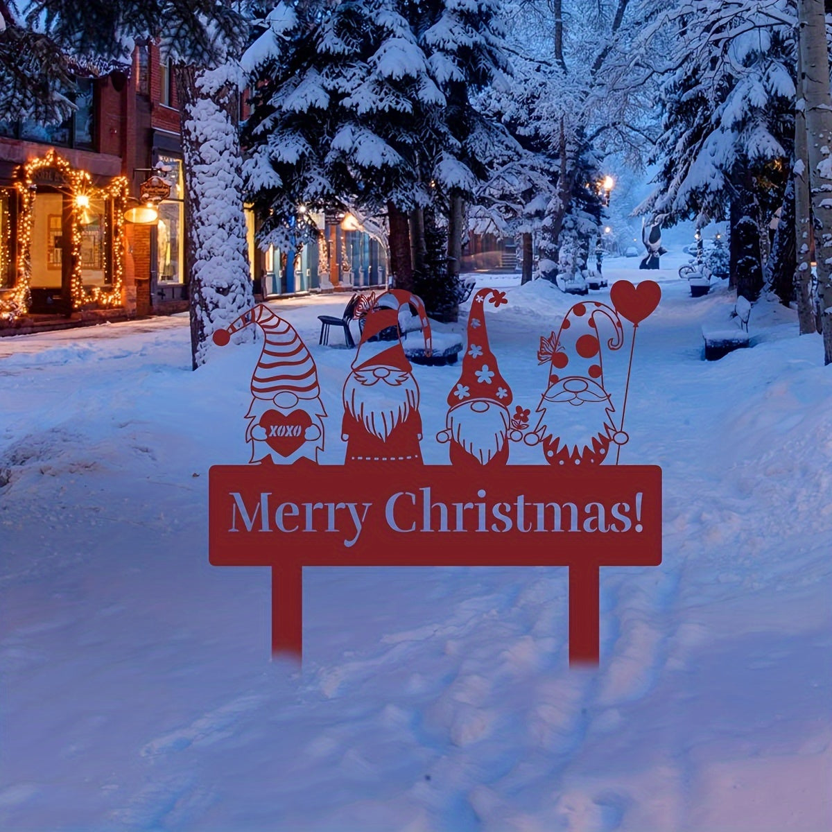 Gnomo navideño colorido pincho de jardín de metal