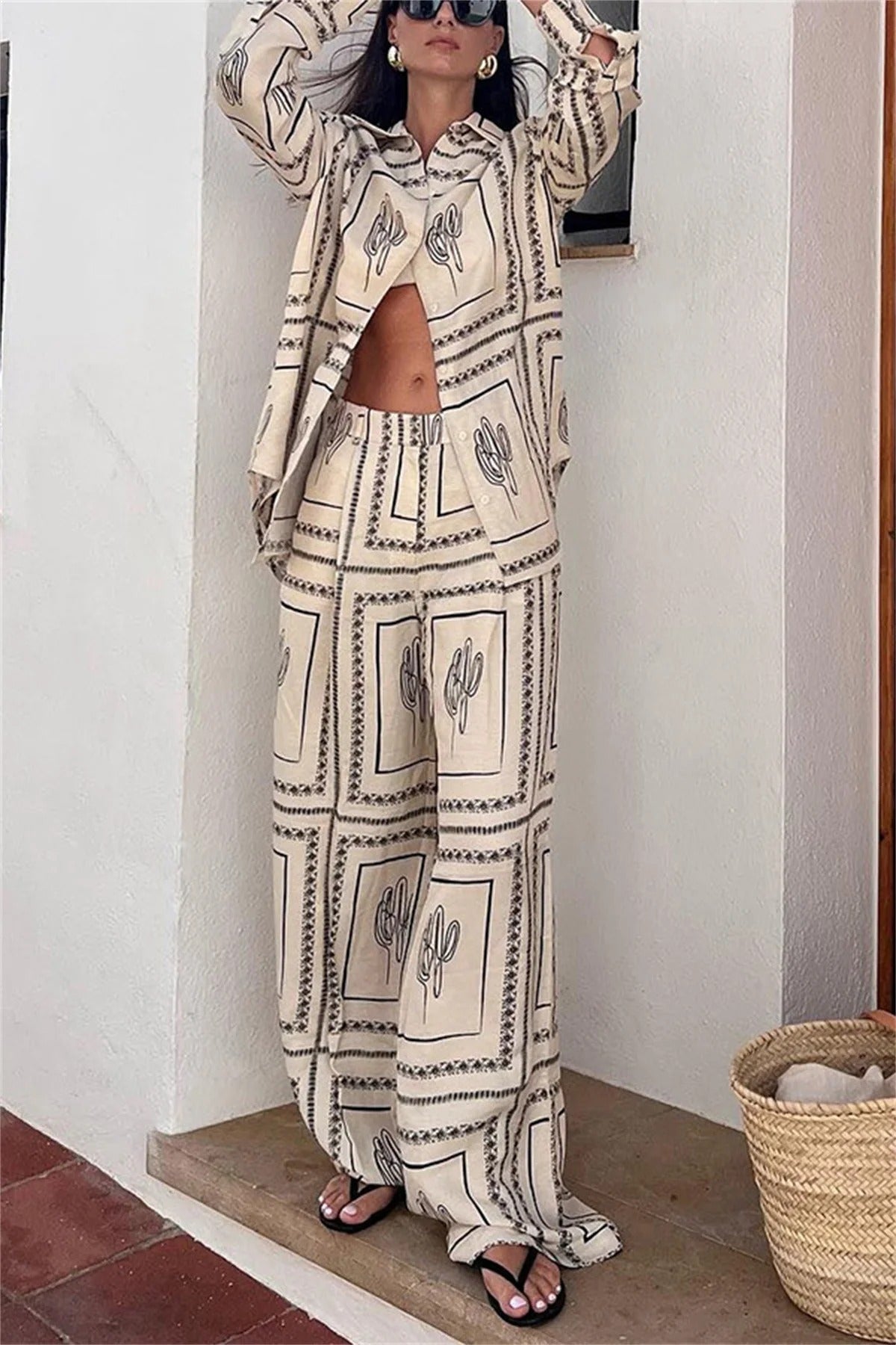 Amalia - Elegantes Shirt- und Hosen-Set mit Druck