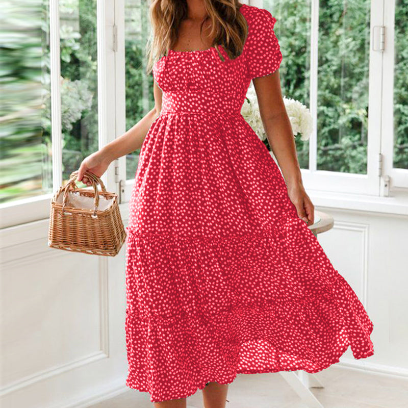 Florence - Florales Maxikleid mit quadratischem Ausschnitt