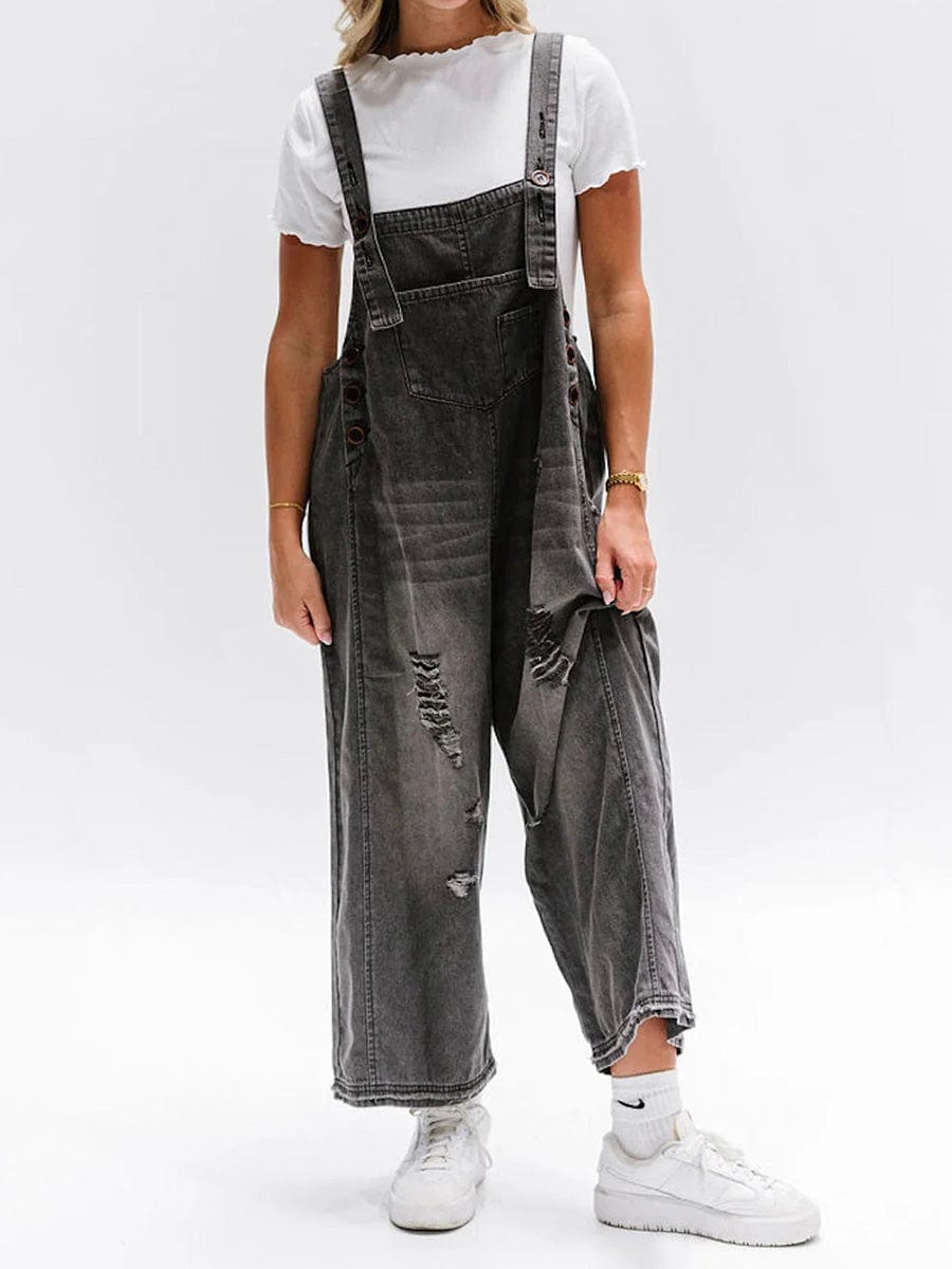 Finja - Ärmeloser Jumpsuit aus weitem Denim