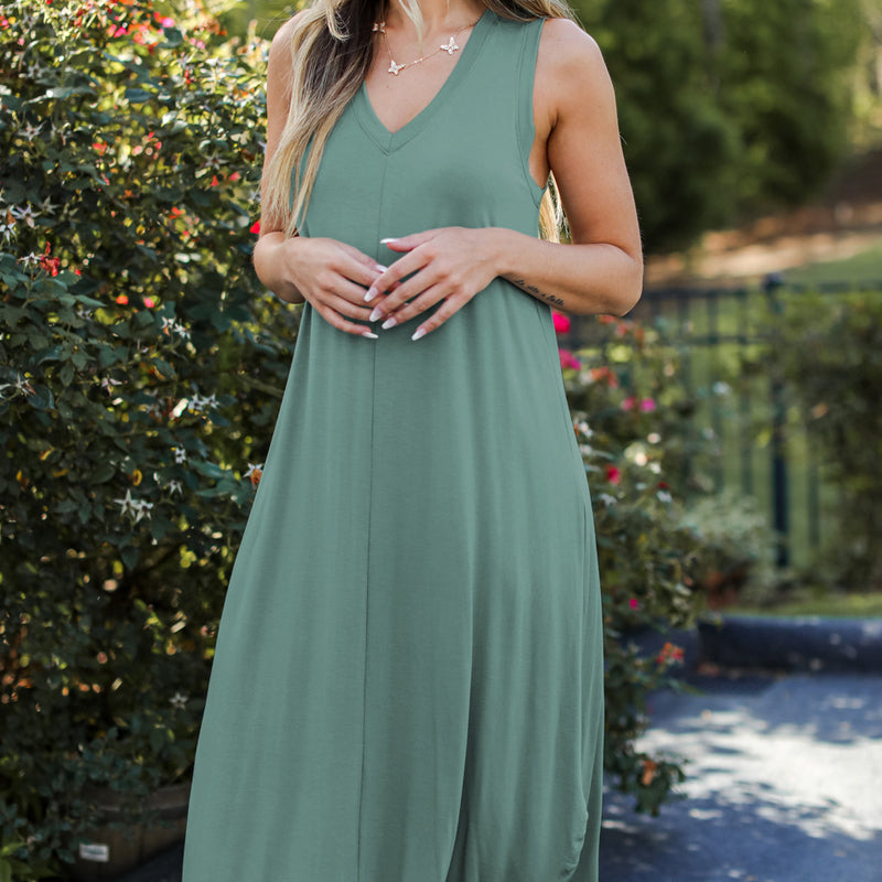 Claudette - ärmelloses Kleid mit V-Ausschnitt