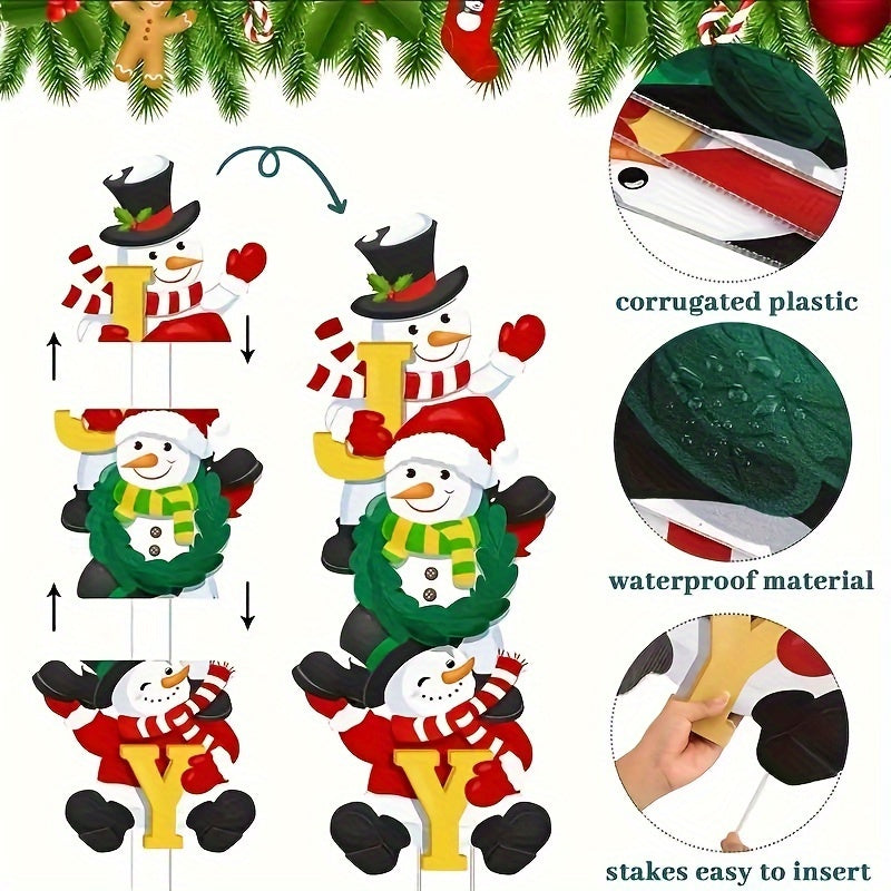 3er Set klassische Schneemann Weihnachtsgarten-Schilder