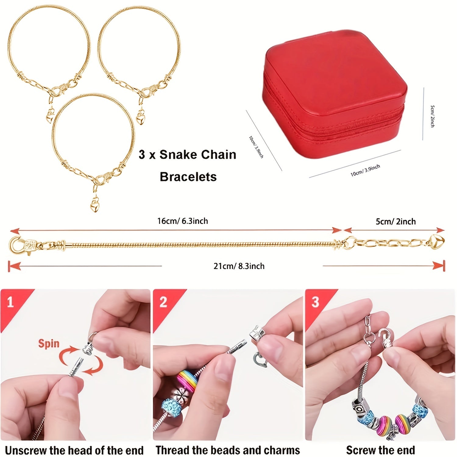 Weihnachts Charm Armband Bastelset, Elegante Rot-Grün Serie DIY Perlen