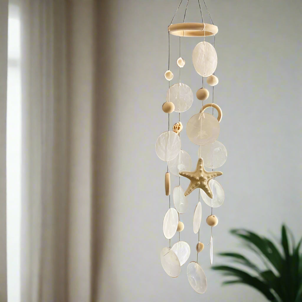 SeaWhispers - Windspiel aus Muscheln und Seesternen für die Küstendekoration