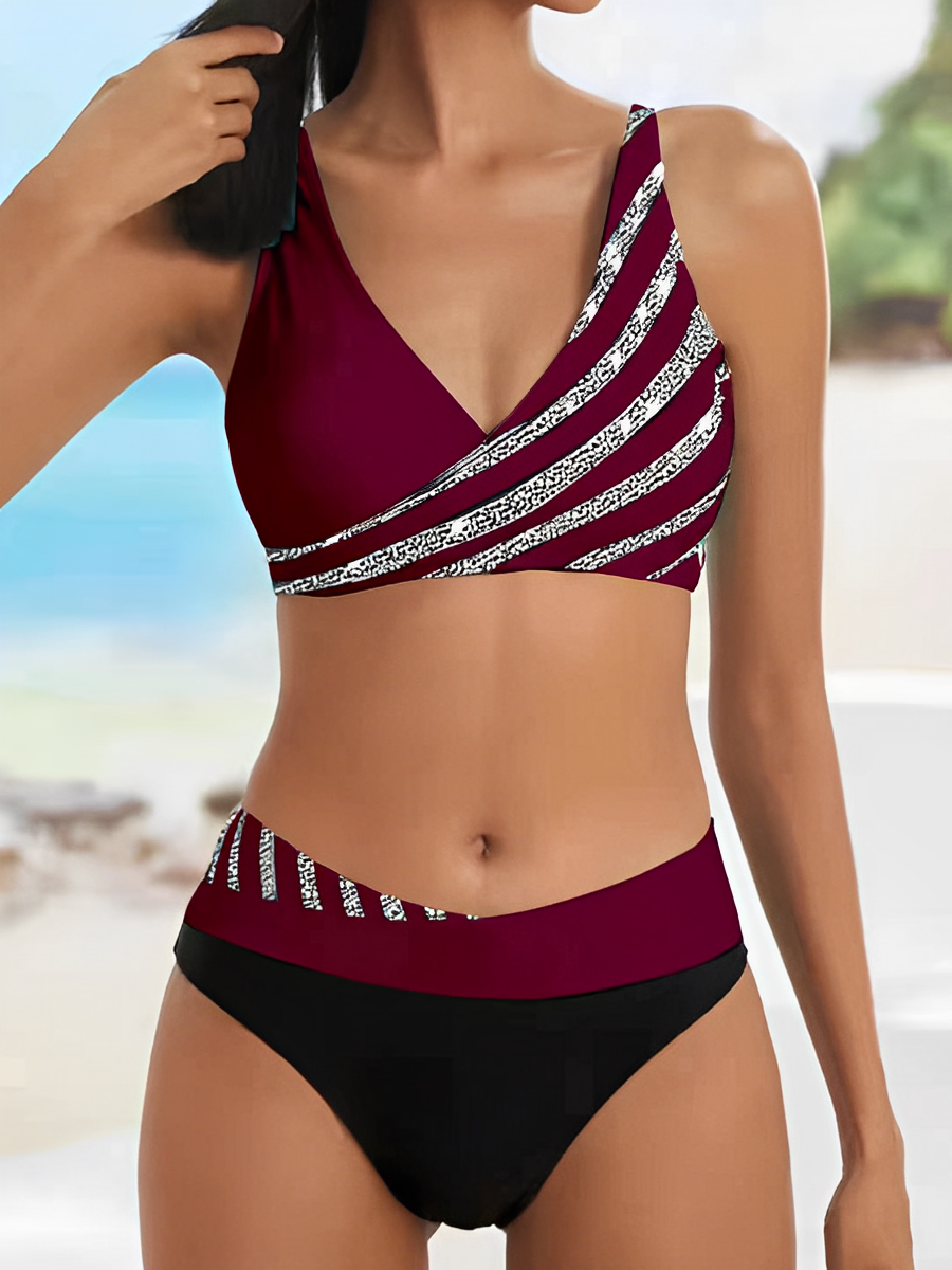 Pauline - Luxuriöser gestreifter Sommerbikini