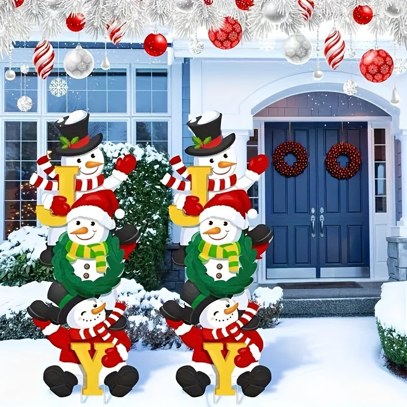 3er Set klassische Schneemann Weihnachtsgarten-Schilder