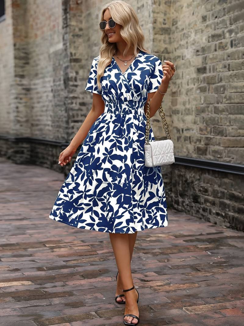 Ivy – Kurzärmeliges Wickelkleid mit Blumenmuster