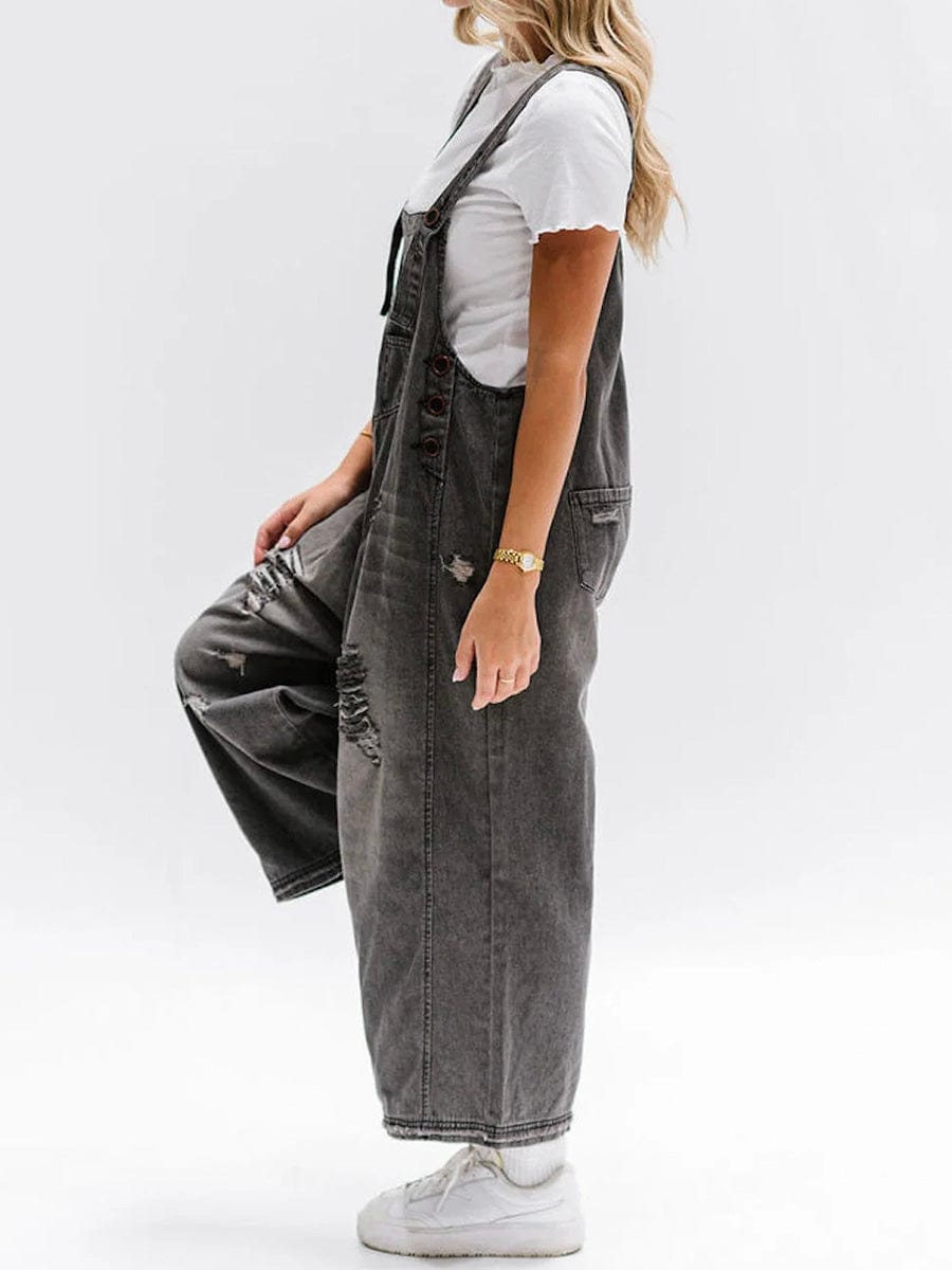 Finja - Ärmeloser Jumpsuit aus weitem Denim