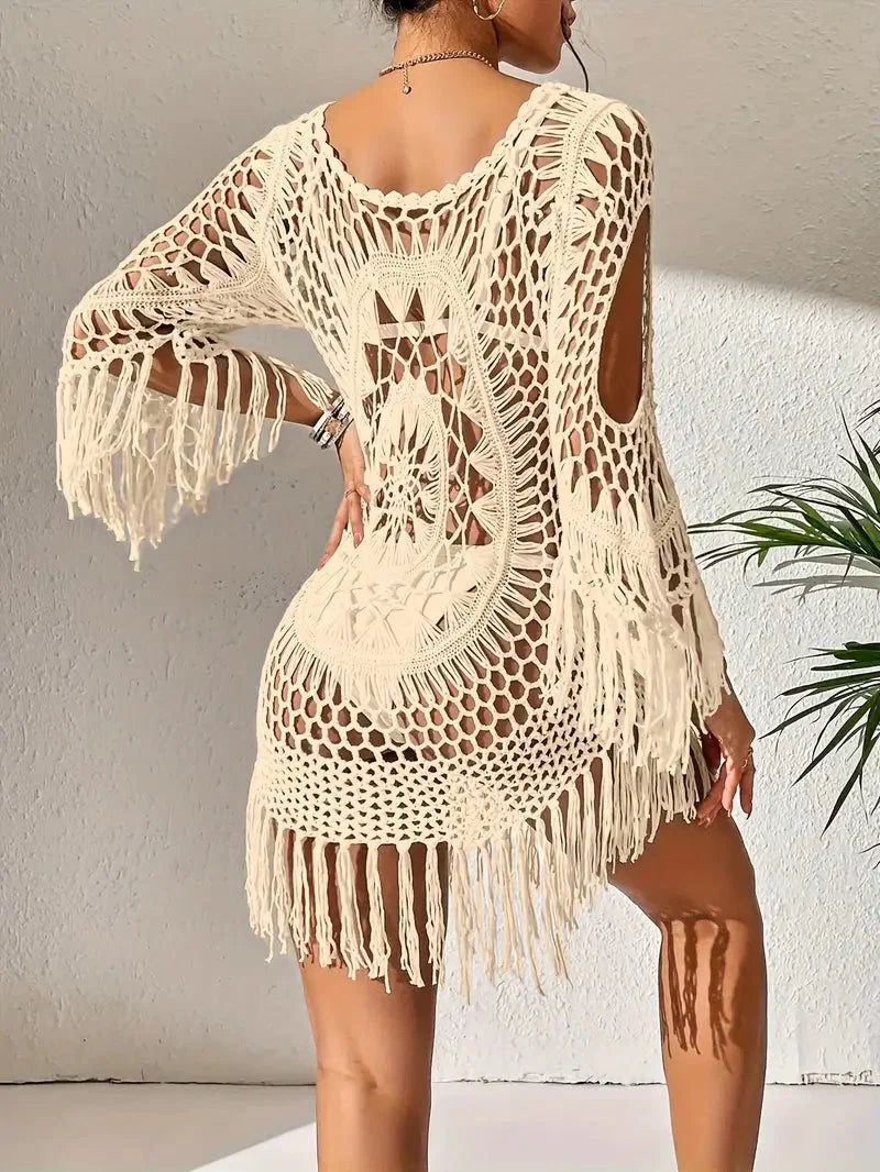 Melody - Boho-Stil langärmlige Bikinibedeckung