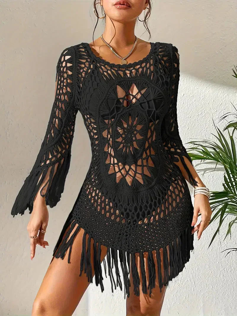 Melody - Boho-Stil langärmlige Bikinibedeckung