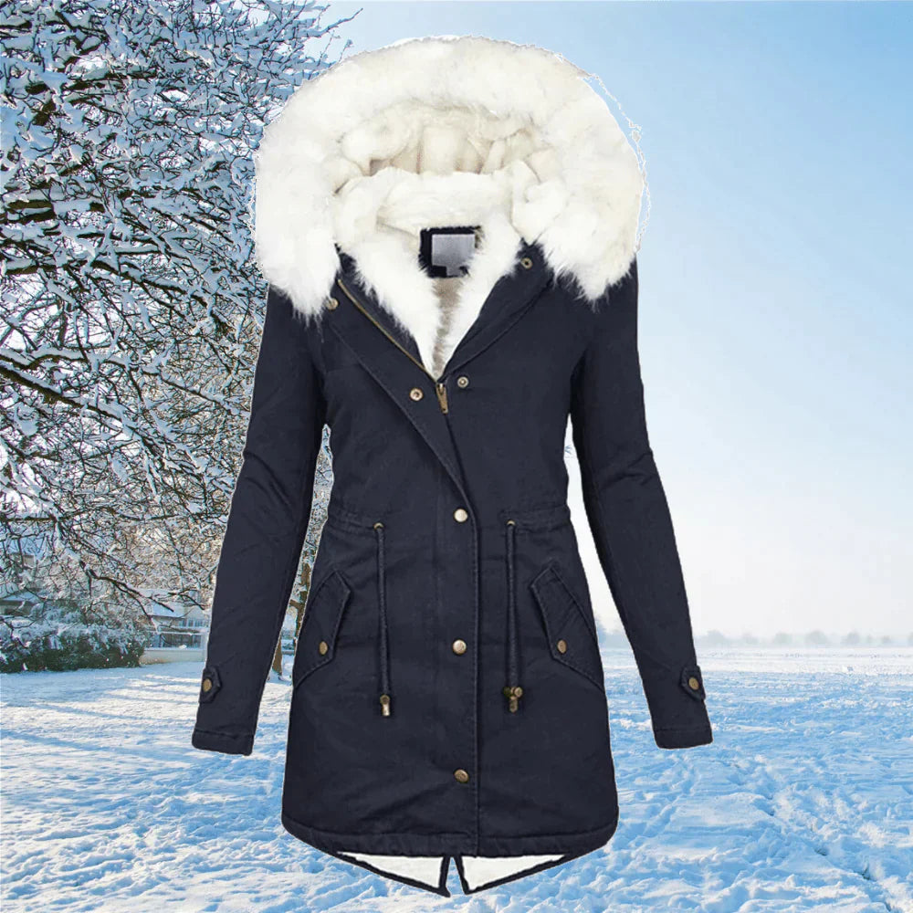 Birgitte - Neue Parkajacke mit Kapuze und Pelzfutter