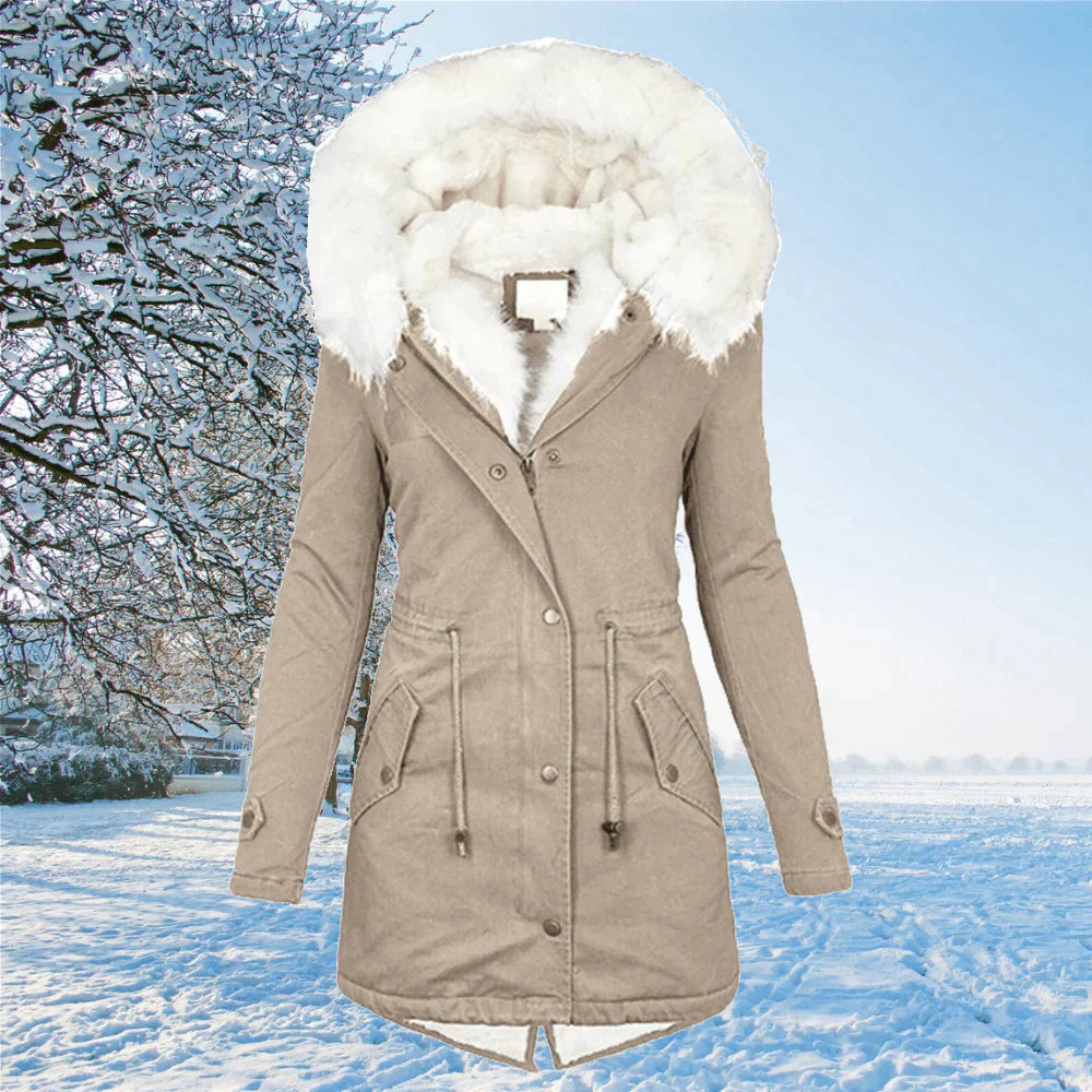 Birgitte - Neue Parkajacke mit Kapuze und Pelzfutter