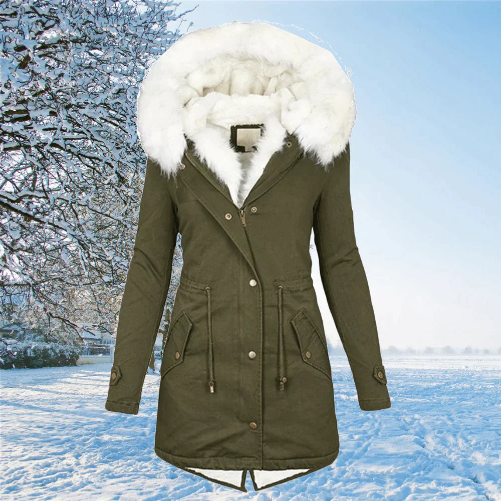 Birgitte - Neue Parkajacke mit Kapuze und Pelzfutter