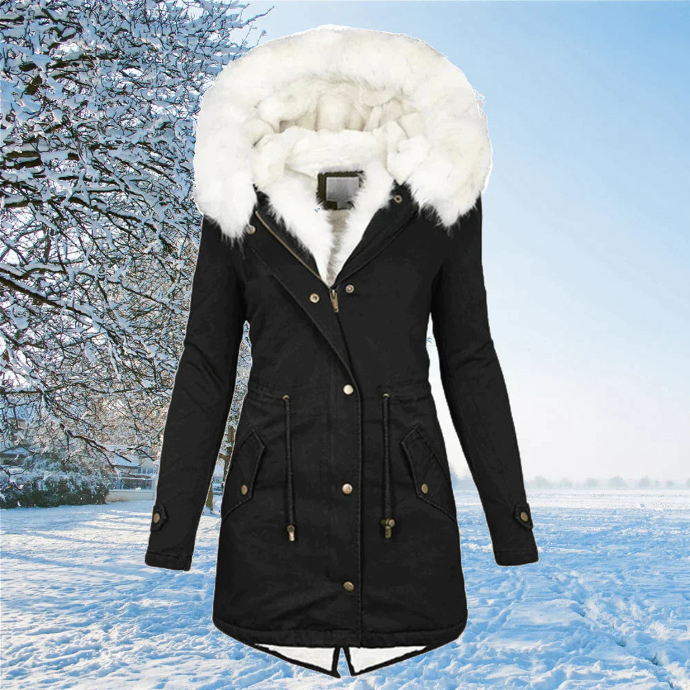 Birgitte - Neue Parkajacke mit Kapuze und Pelzfutter