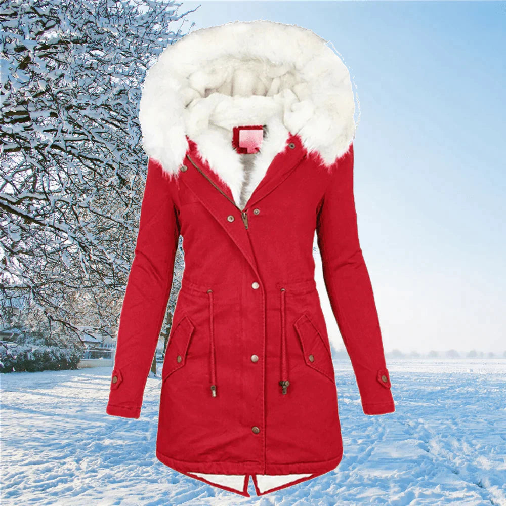 Birgitte - Neue Parkajacke mit Kapuze und Pelzfutter