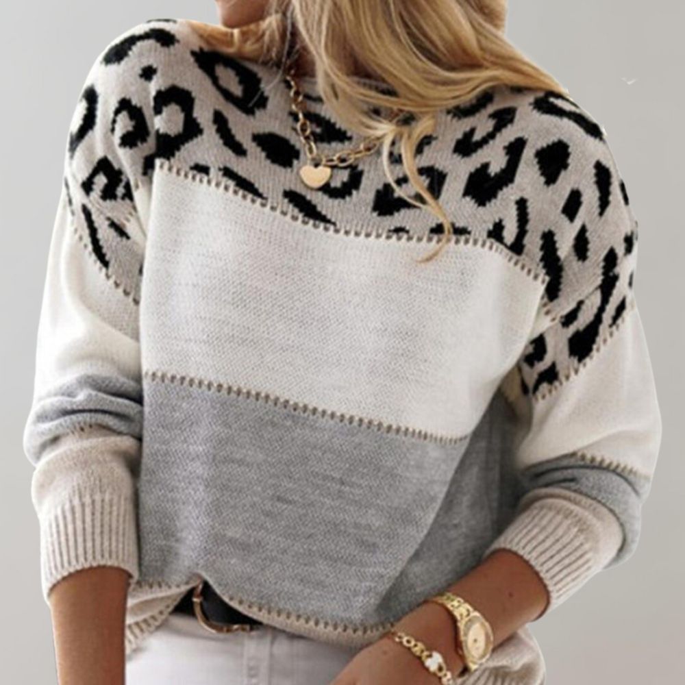 Augusta - Eleganter Leopardprint-Pullover mit Rundhals