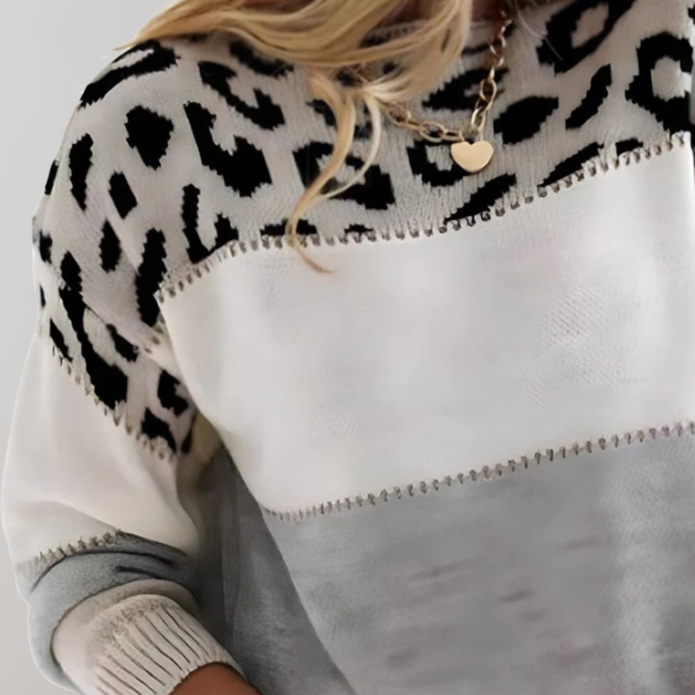 Augusta - Eleganter Leopardprint-Pullover mit Rundhals