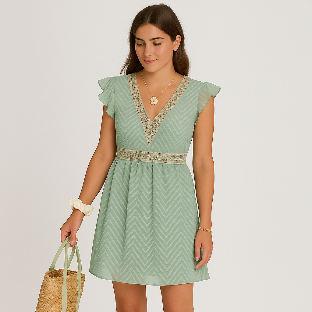 Lagenummer Sommerkleid – Weich und fließend mit Kontrastdetails