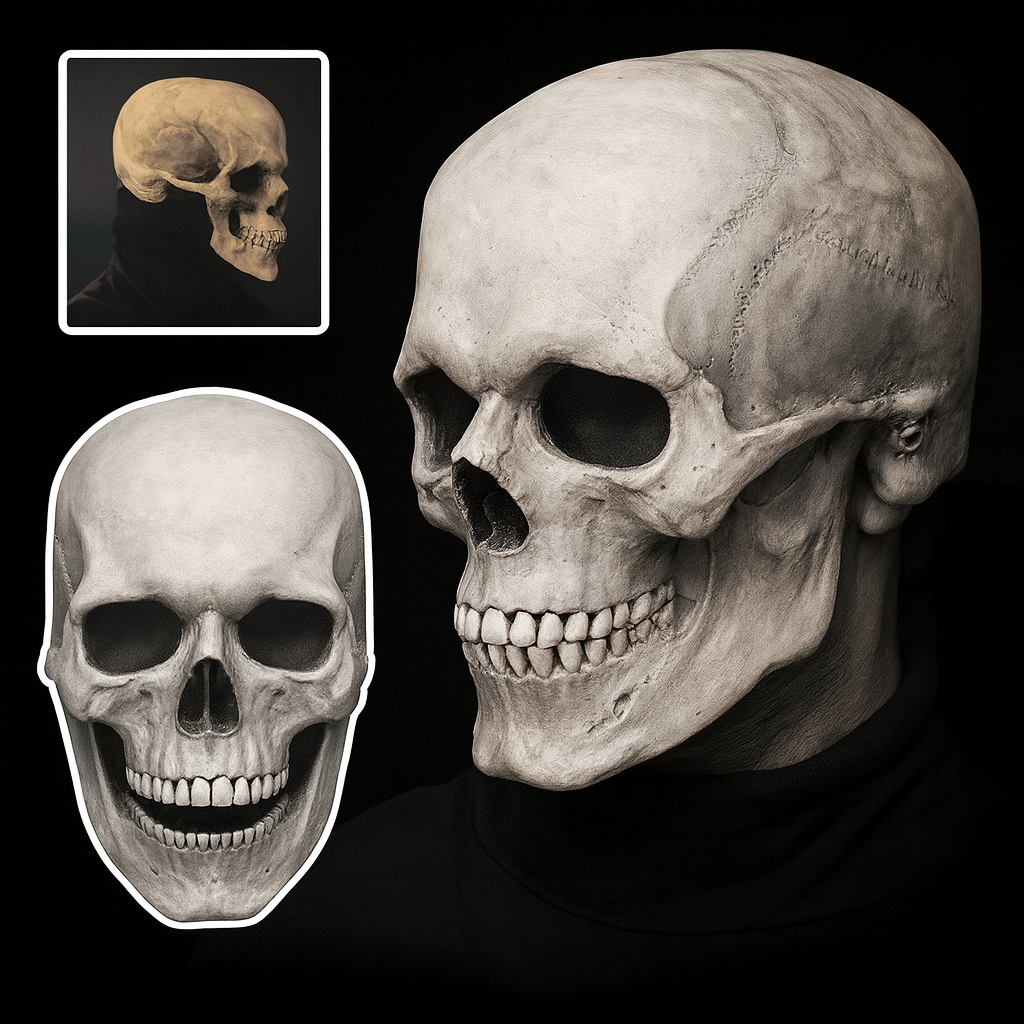 BoneReign | Realistische Totenkopfmaske mit beweglichem Kiefer