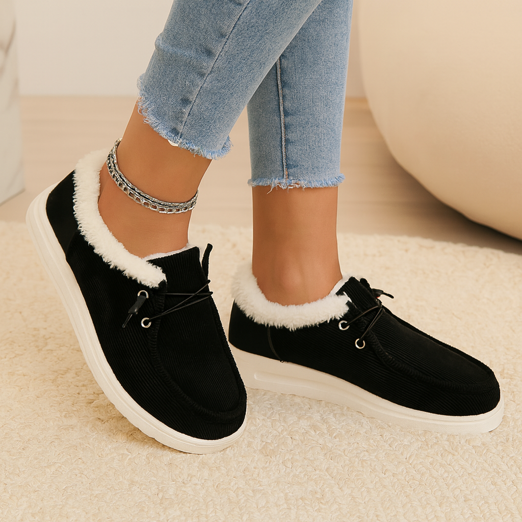 Élise | Kuschelige Winterschuhe aus Cord mit Fellfutter