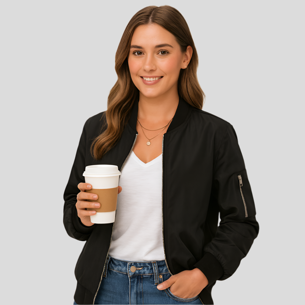 Leichter Bomberjacke mit Reißverschluss – Lässiger Pilotenstil für Damen