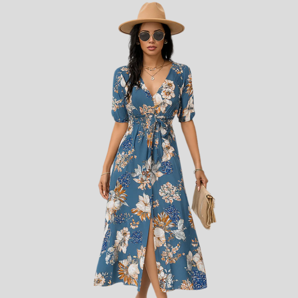 Sommerkleid – Lässiger Stil mit dehnbarem Gürtel