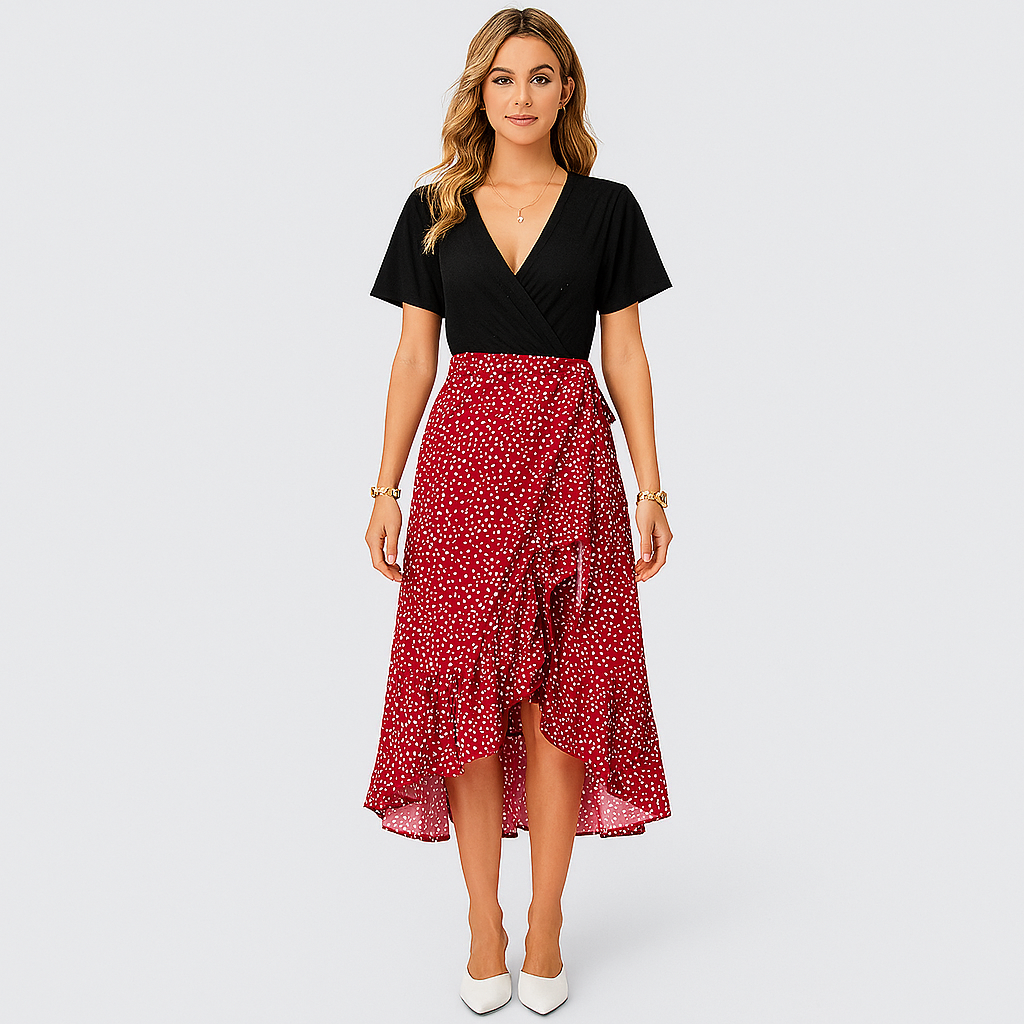 Midikleid – Lockere Passform mit dezenten floralen Details