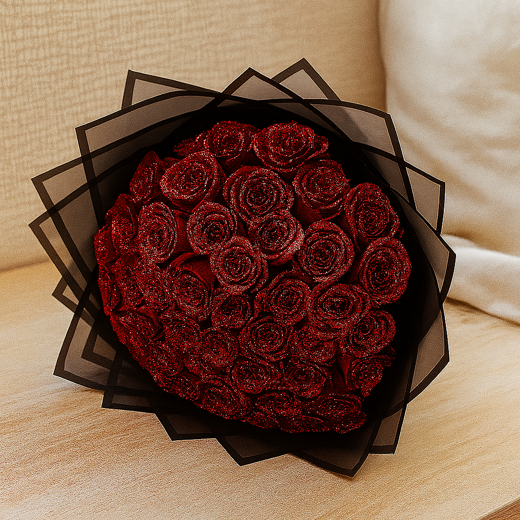 Ewige Rose – Glitzernde Geschenkrose in Glasdom