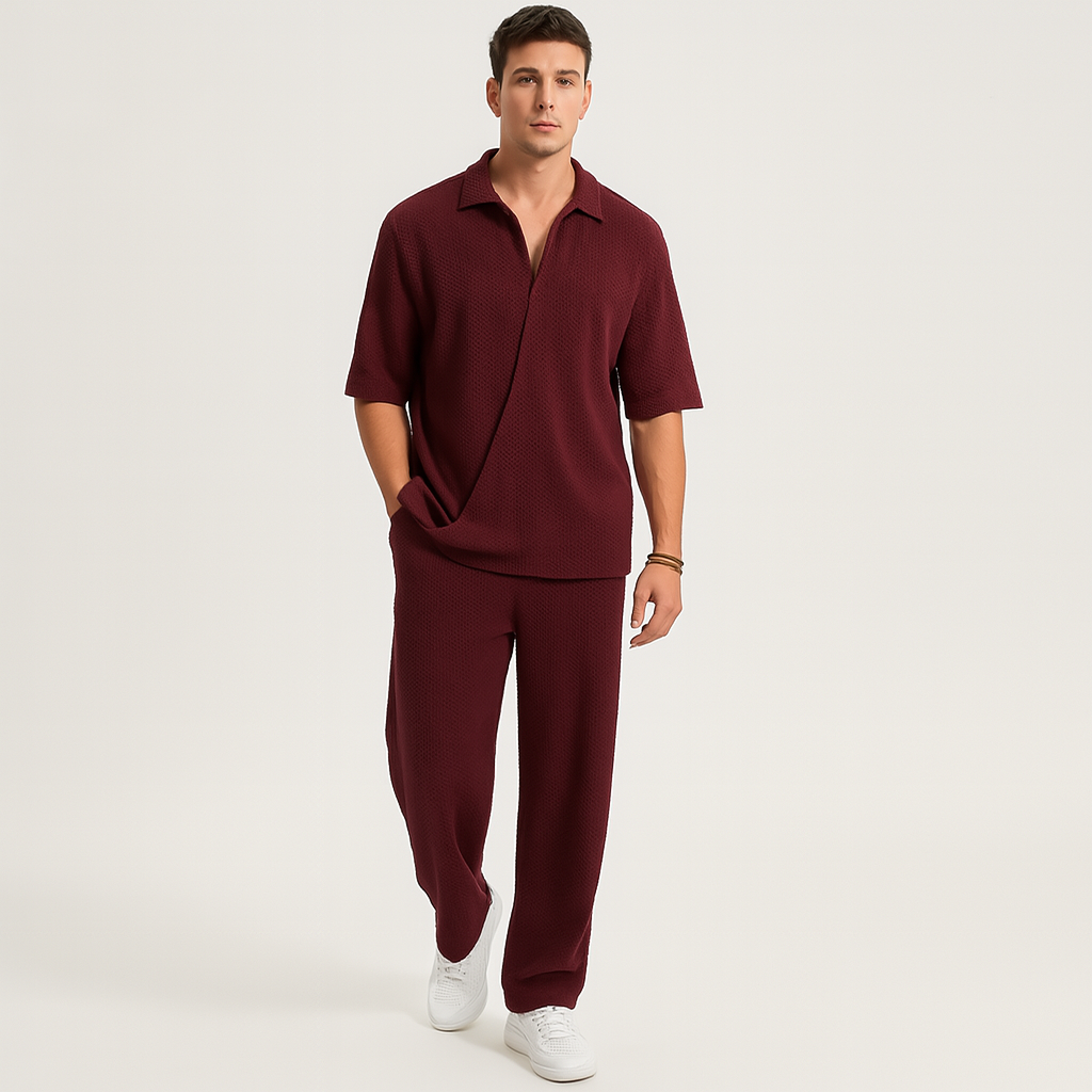 Herren-Zweiteiler – Stilvolles Casual-Outfit mit Langarmshirt und passender Hose