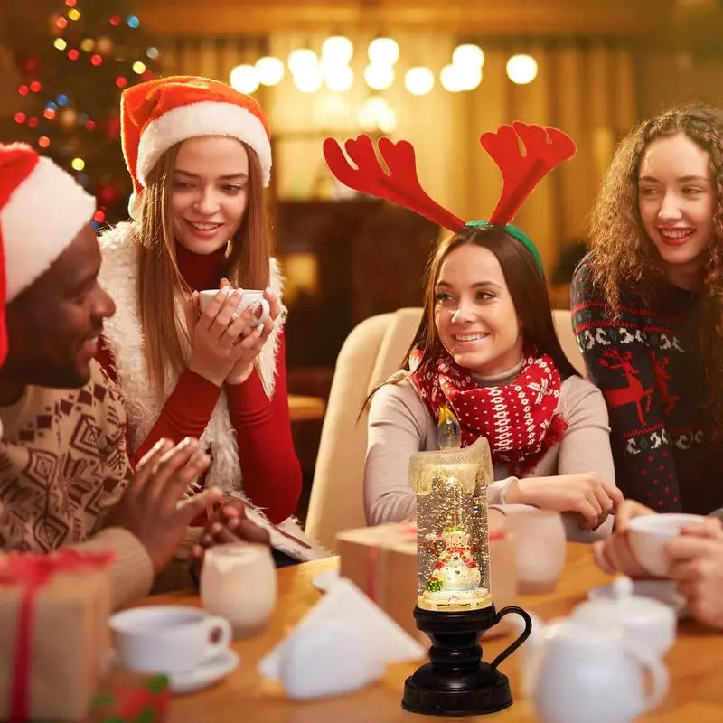 Weihnachtsschnee Flammenlose Stimmungsleuchte mit glitzerndem Schnee