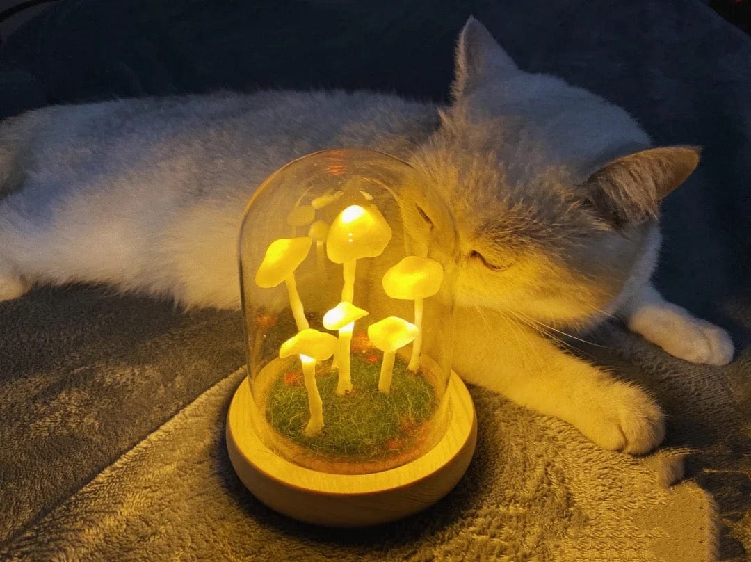 MagicalGlow - Pilz Glas-Kloche Nachttischleuchte