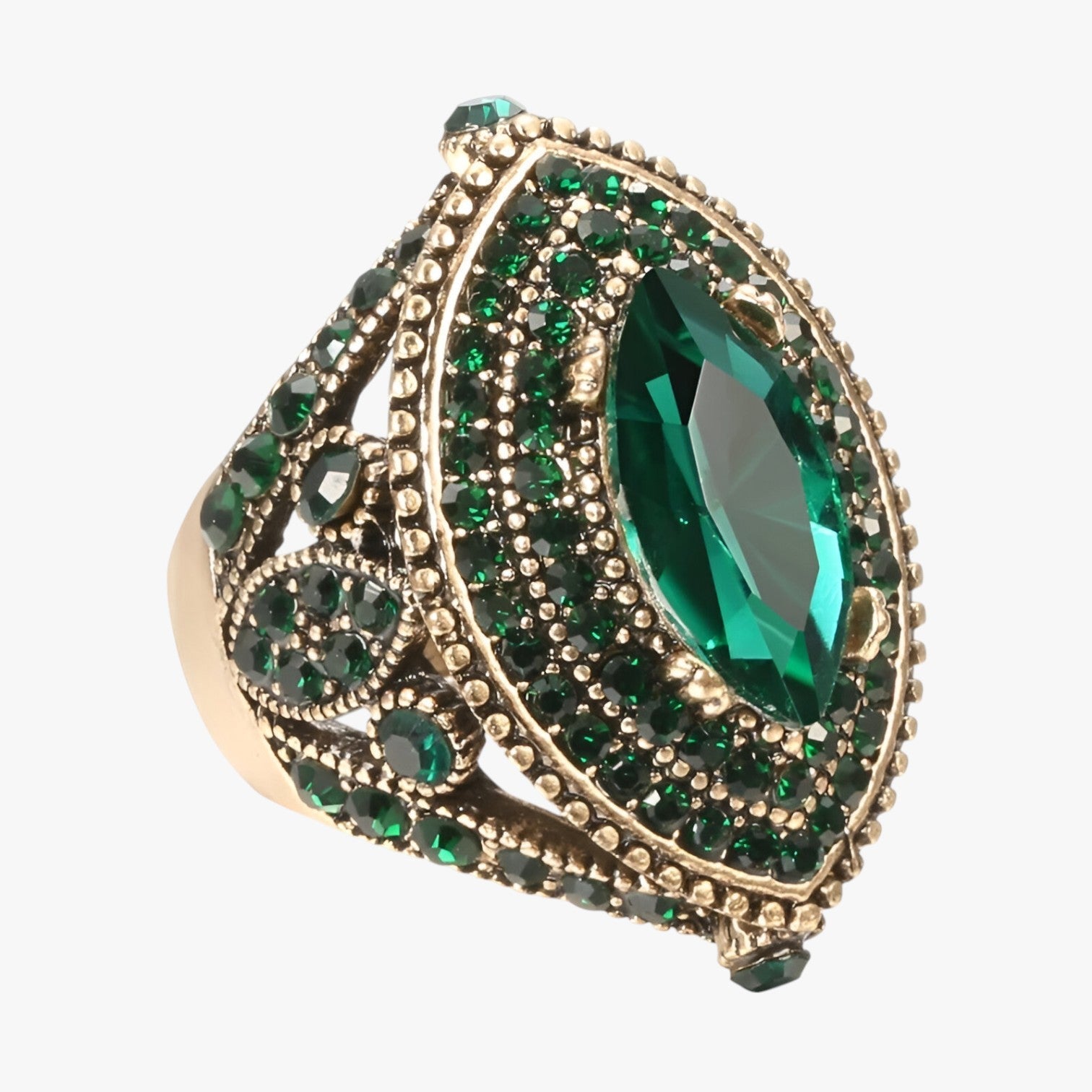 Isabella - Bohème-Ring im Vintage-Stil mit kühnem dunklen Muster in der Mitte